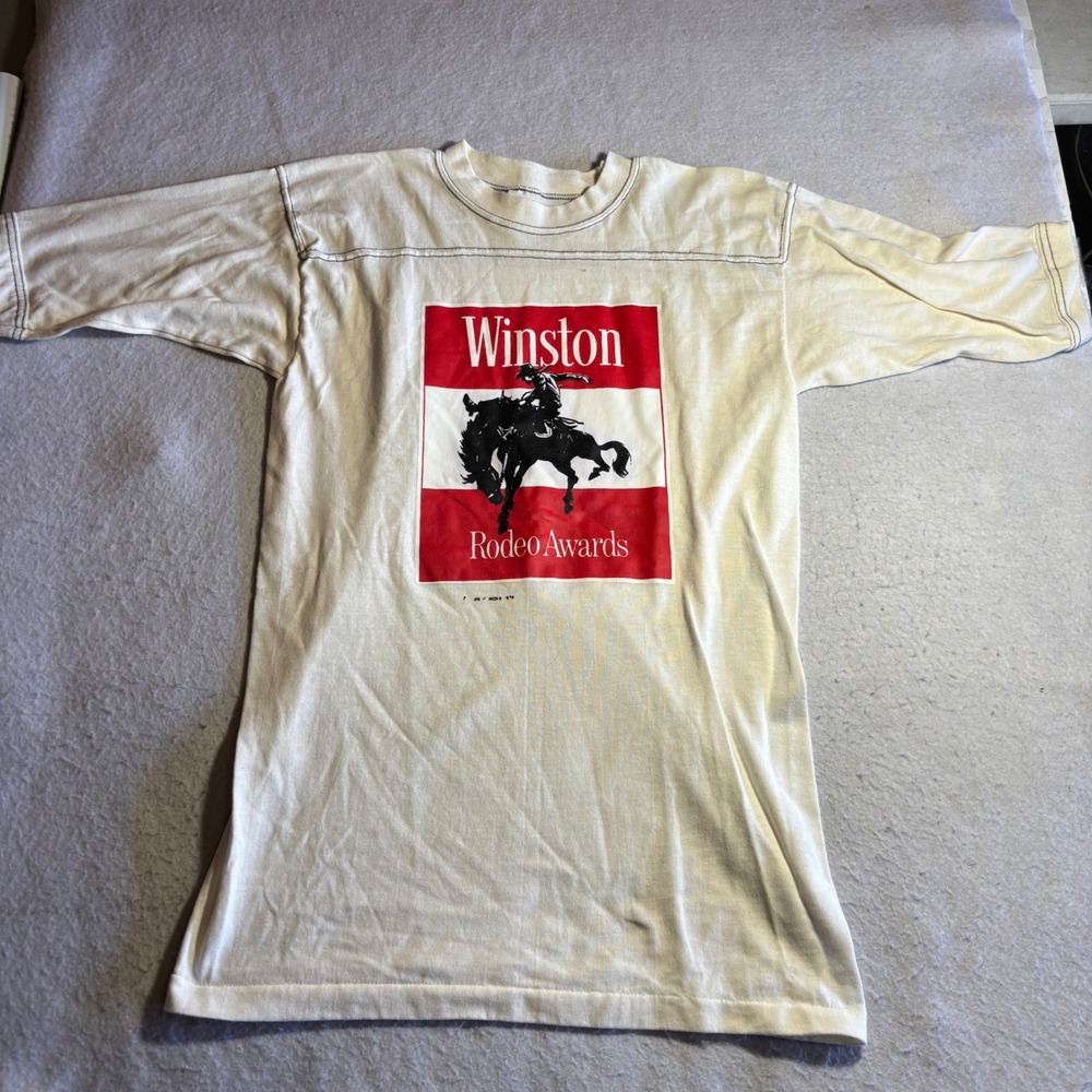 Vintage Winston Rodeo Awards Shirt Mens Small Sport-T Stedman White Graphic‎ 70s
